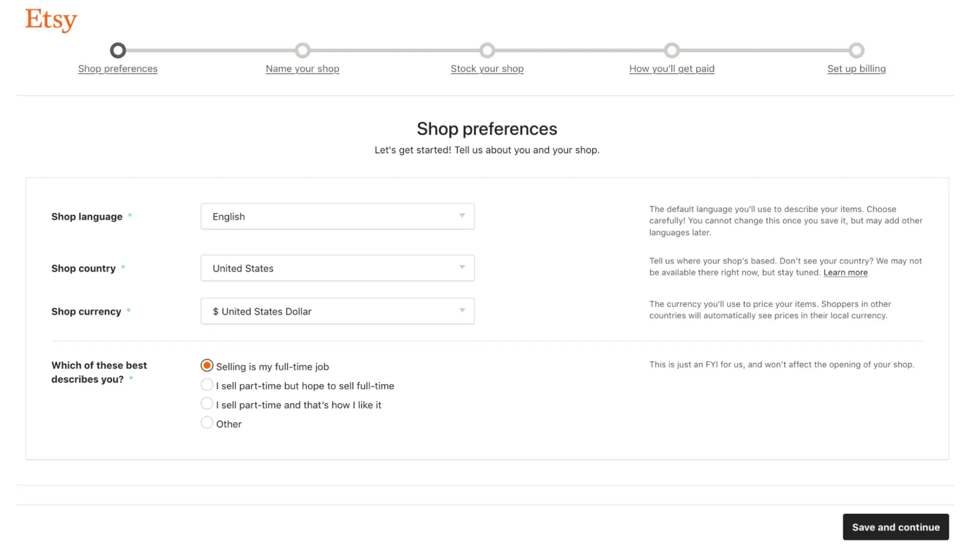Shop Preferences