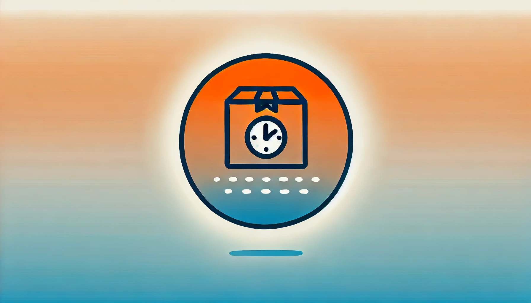 Illustration of a package with a clock icon, symbolizing Temu's shipping time and delivery process, highlighting the wait time for Temu orders.