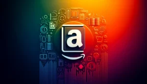 Illustration of a book icon with an Amazon logo overlay, representing the process of self-publishing and earning money through Amazon's Kindle Direct Publishing platform.