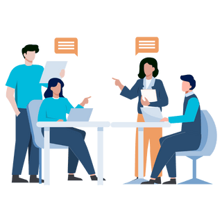Illustration showing a freelancers managing client communication, project tasks, timelines, and payments from a workspace.