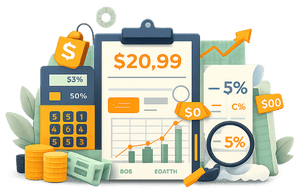 Illustration representing Etsy pricing strategy, profit calculation, and understanding costs for sustainable shop growth.